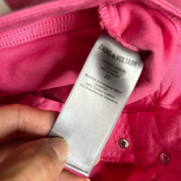 Zadig & Voltaire Londa Denim Jeans Pink 25 NWOT Missing one button - Picture 12 of 12